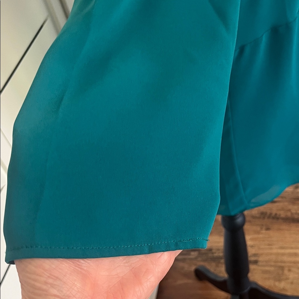 Chico's Teal Green Asymmetric Chiffon Tunic - Picture 6 of 15